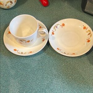 Hall’s Autumn Leaf Floral Coffee Cup and Saucer Set, extra curved saucer